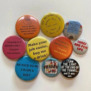 Vintage Pin Back Buttons Badges LOT 70s 80s 90s Jewelry Brooches